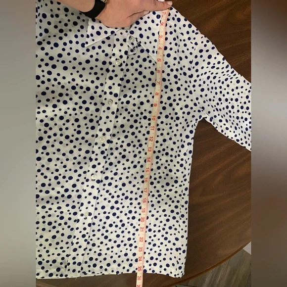 Lady Manhattan White Button Down with Blue Polka Dots - SZ 12 - Picture 4 of 5